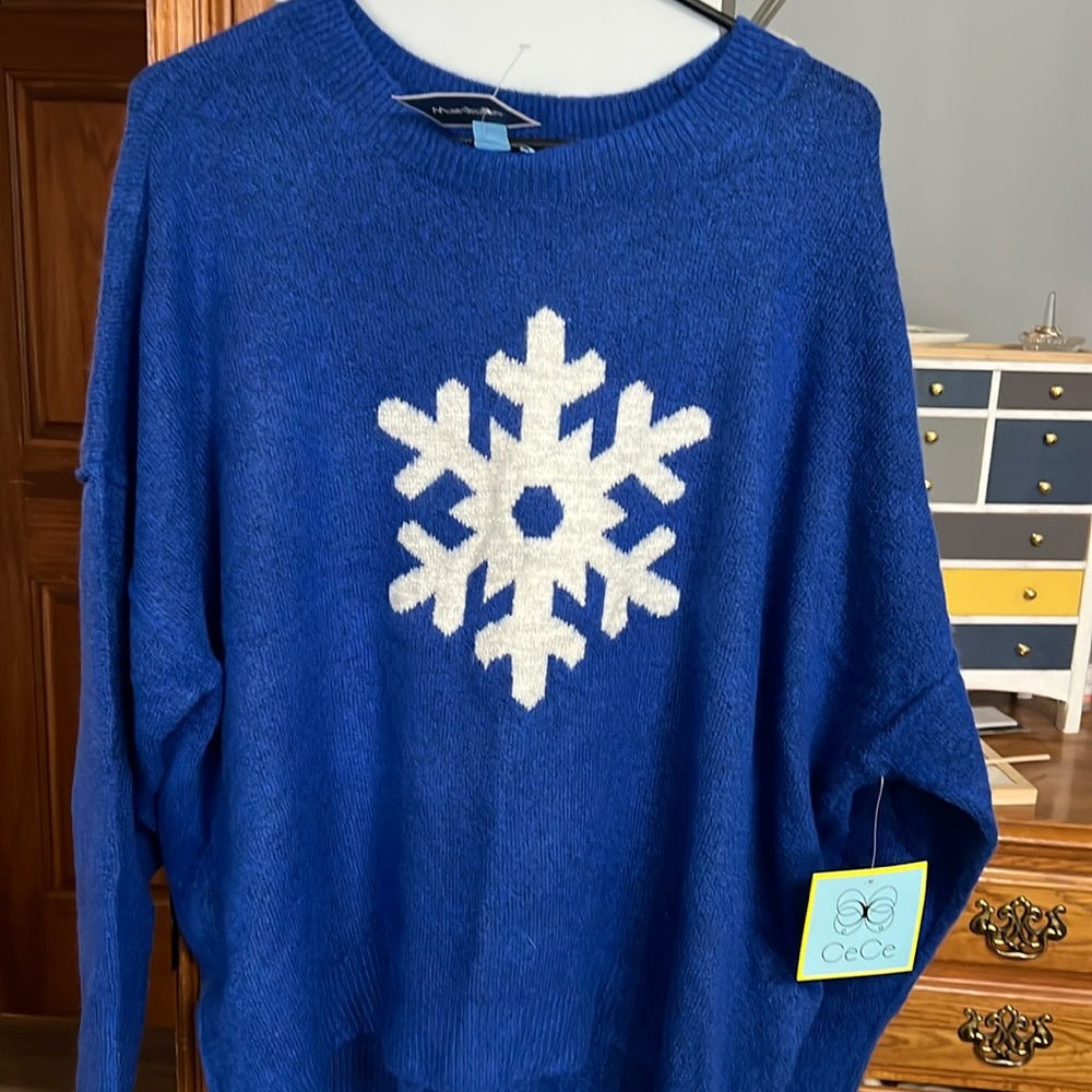 Cece royal blue snowflake sweater